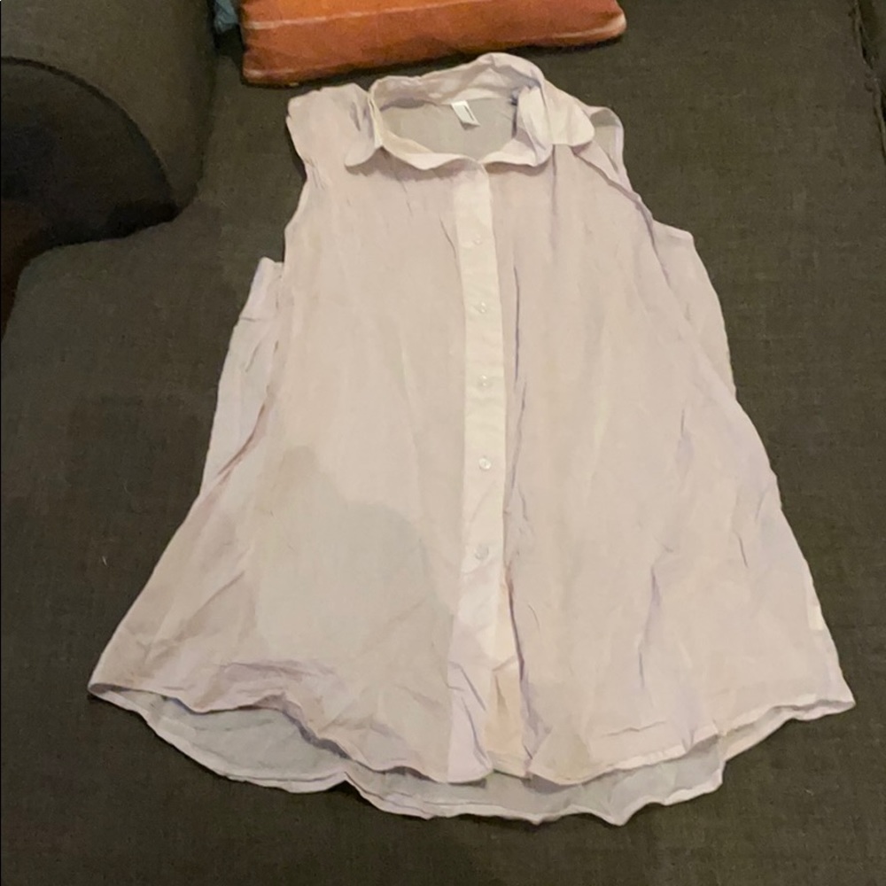 American Apparel Sleeveless Lawn Button Up lilac